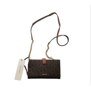 Calvin Klein Monogram Logo Zip Top Womens Swing Bag Size 7"x4"